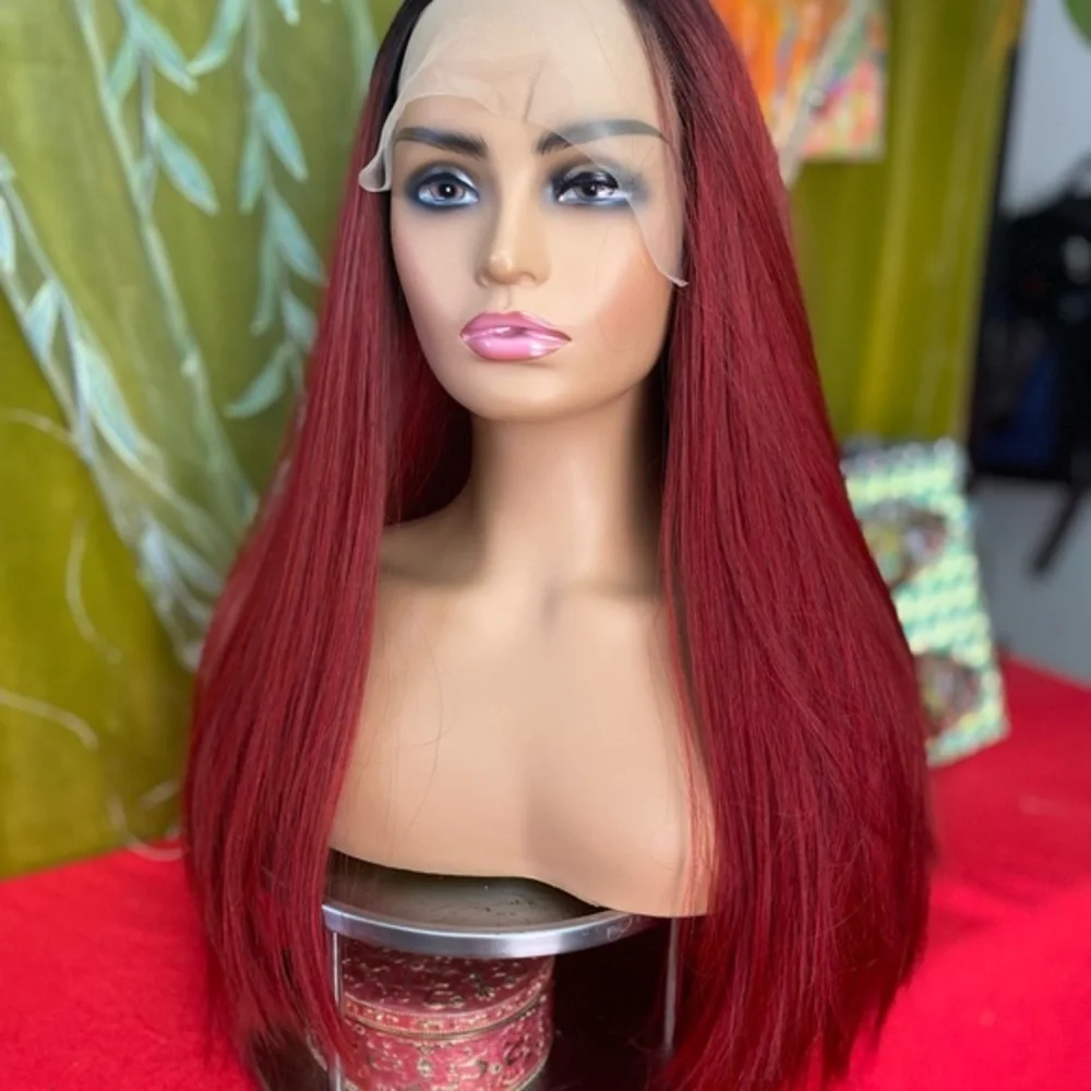 vampire red black lace front wig